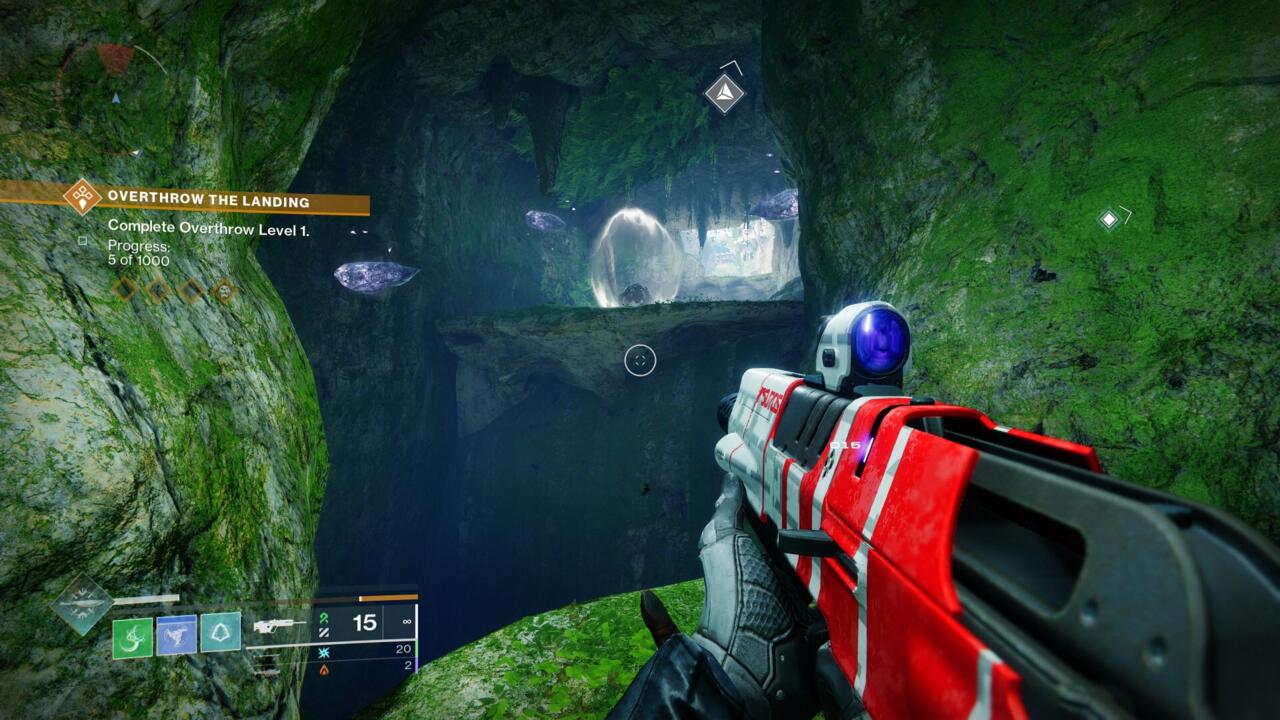 Look down this hole to see a ledge you can drop onto on the side.