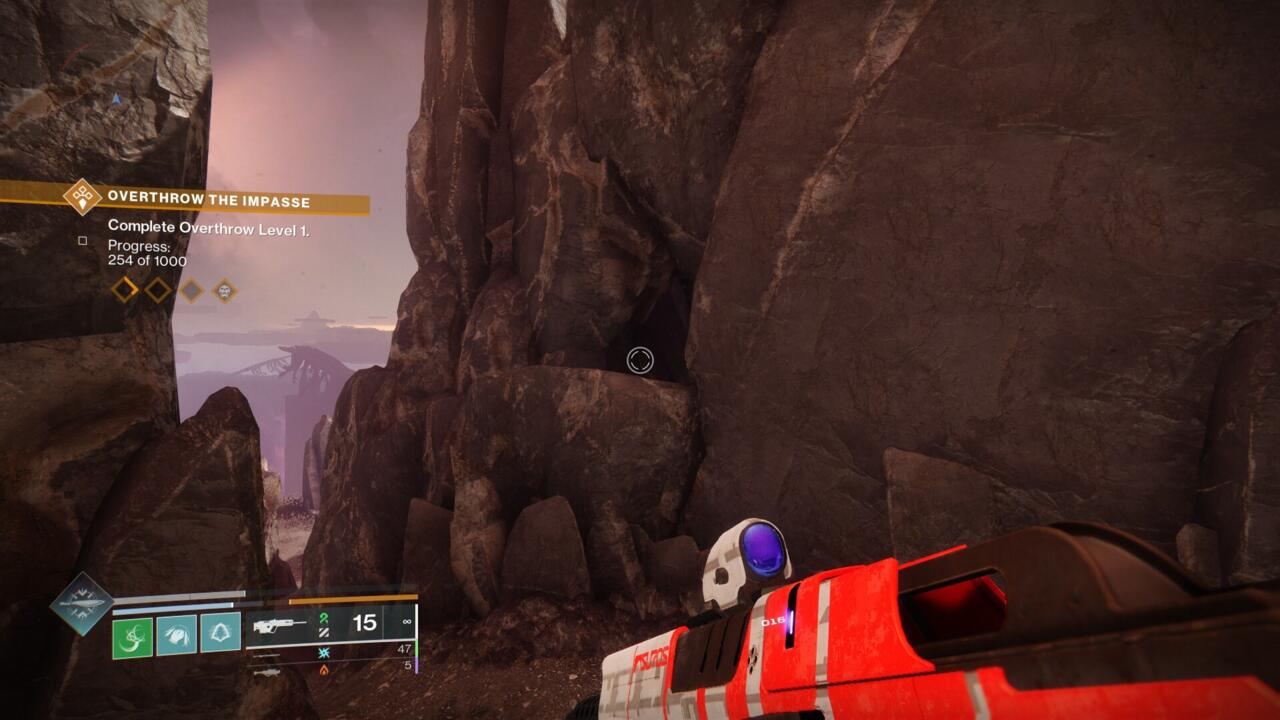 You are looking for this not-very-obvious hole in the cliff face near the path to the lost sector.
